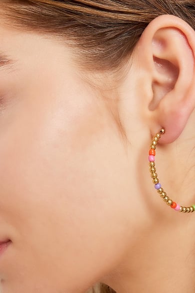 Pendientes de perlas de colores - colección #summergirls Rosado Acero inoxidable h5 Imagen3